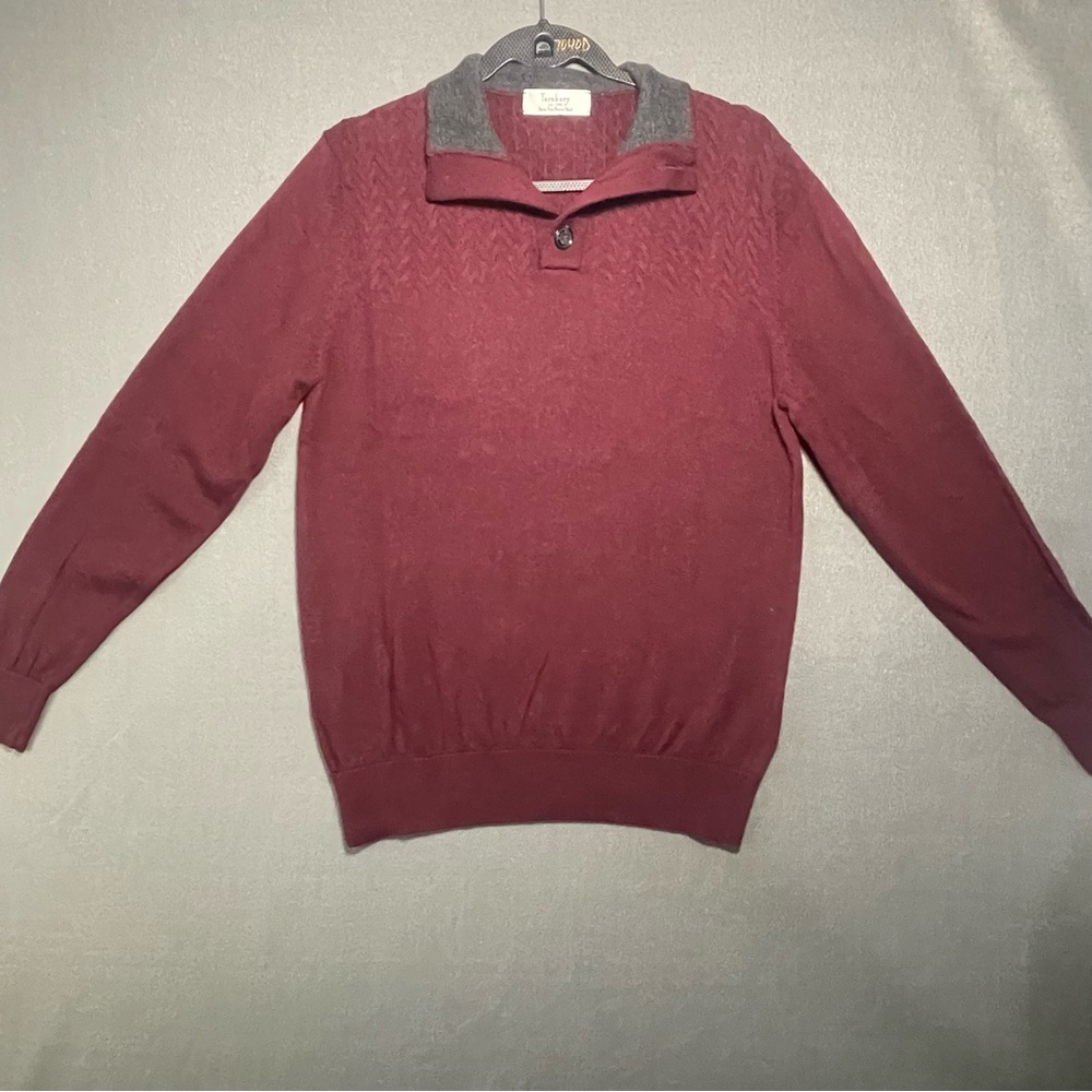 Turnbury Merino Wool Burgundy Mock Neck Sweater